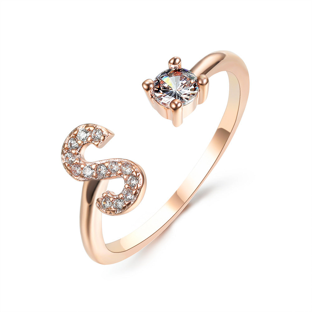 New Design Adjustable 26 Initial Letter Ring Fashion Jewelry For Women Simple Elegant Jewelry - LUXURY GLOW