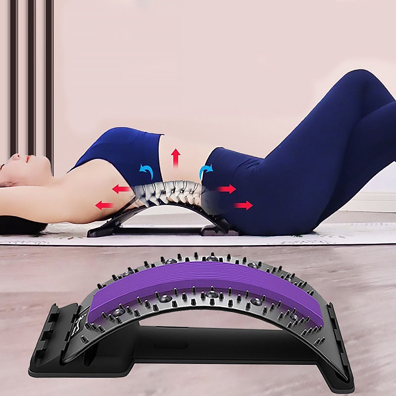 LuxuryGlow Adjustable Lumbar Back Stretcher & Massager for Pain Relief and Posture Correction