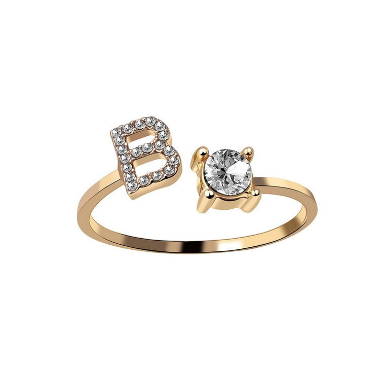 New Design Adjustable 26 Initial Letter Ring Fashion Jewelry For Women Simple Elegant Jewelry - LUXURY GLOW