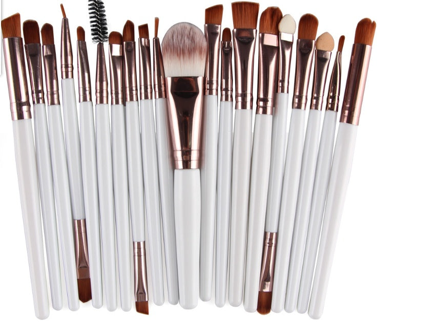 مجموعة فرش مكياج احترافية من LuxuryGlow، 5 في 1 - فرش بودرة، أحمر خدود، وظلال عيون
