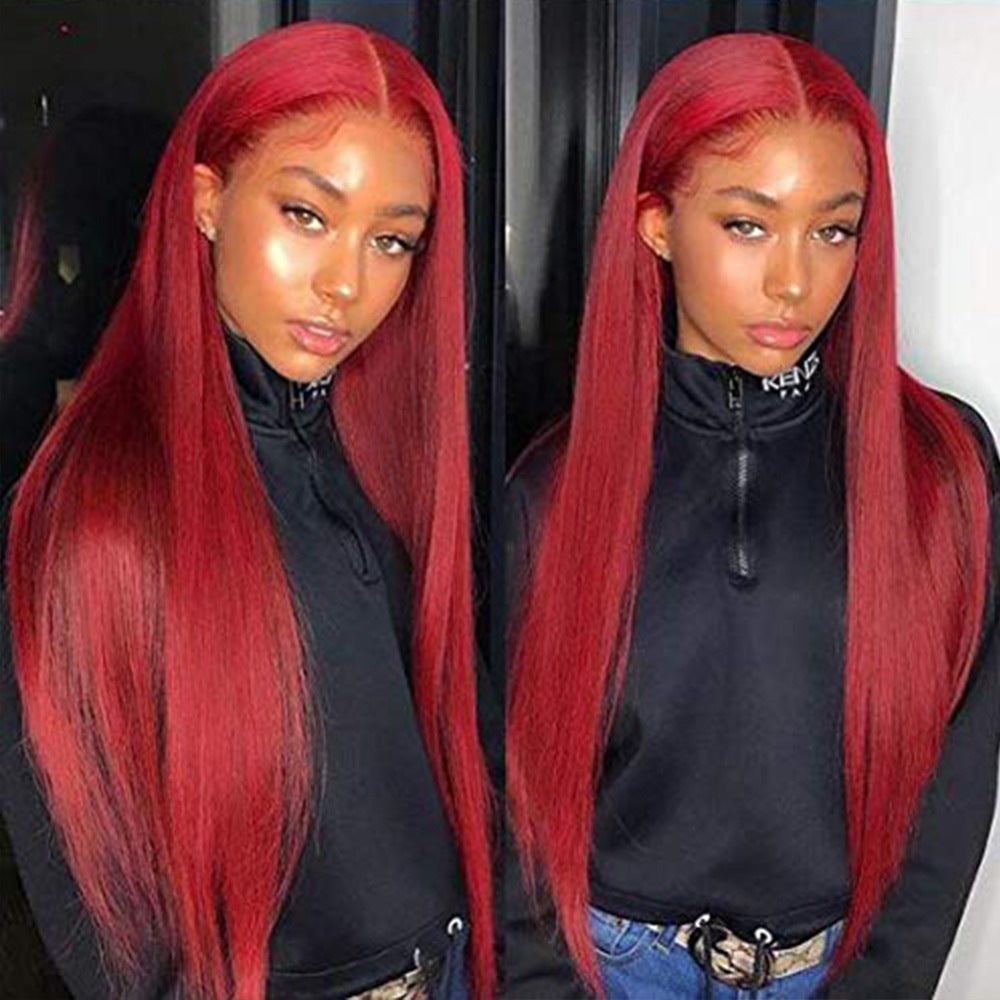 LuxuryGlow Burgundy Lace Front Wig – Natural Look Red Wig for Women