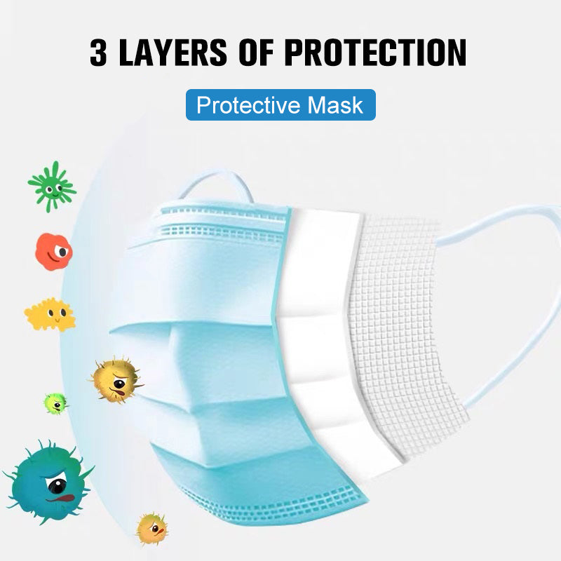 LuxuryGlow Disposable 3-Ply Medical Face Mask – Breathable Surgical Mask with Ear Loops