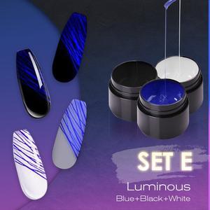 Set de geles de uñas LuxuryGlow Luminous Spider: gel UV con efecto de dibujo para decoración de uñas