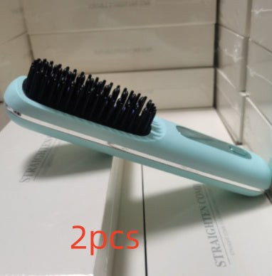 Cepillo alisador de pelo inalámbrico 2 en 1 LuxuryGlow: peine portátil con calefacción USB