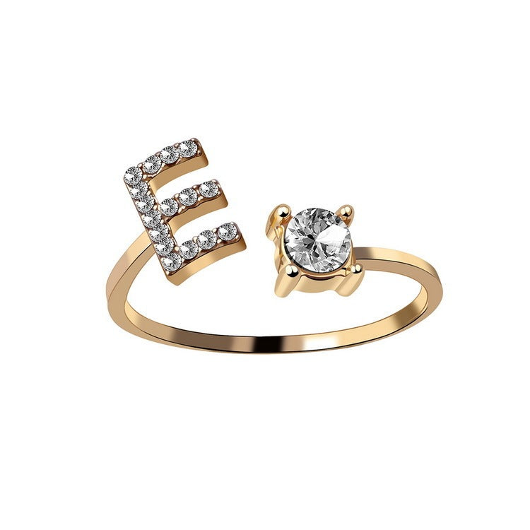 New Design Adjustable 26 Initial Letter Ring Fashion Jewelry For Women Simple Elegant Jewelry - LUXURY GLOW