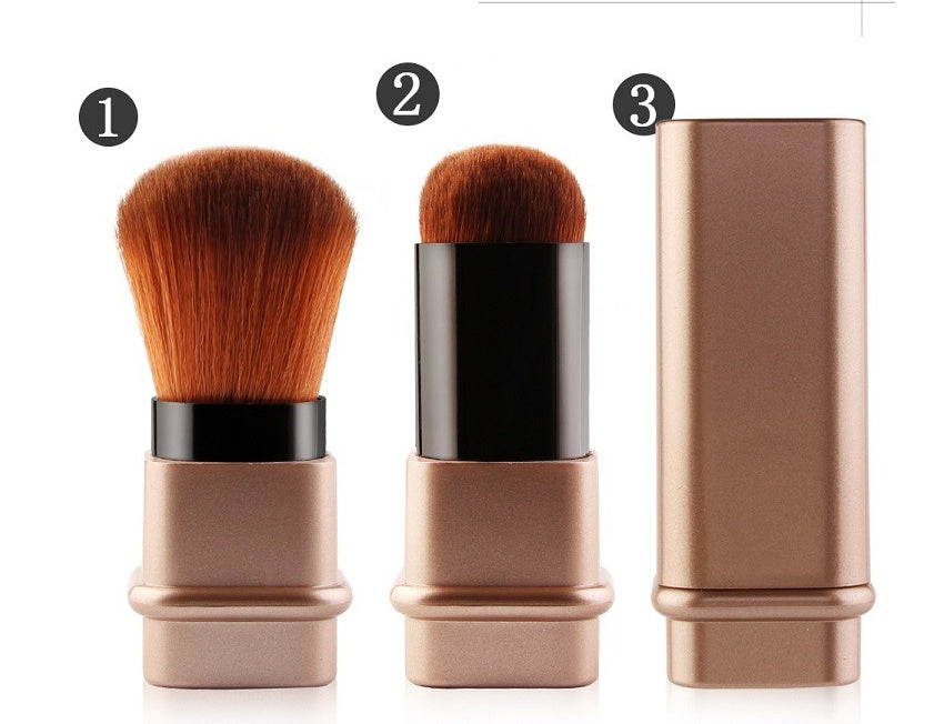 Brocha de maquillaje individual portátil LuxuryGlow: diseño compacto para retoques en cualquier lugar