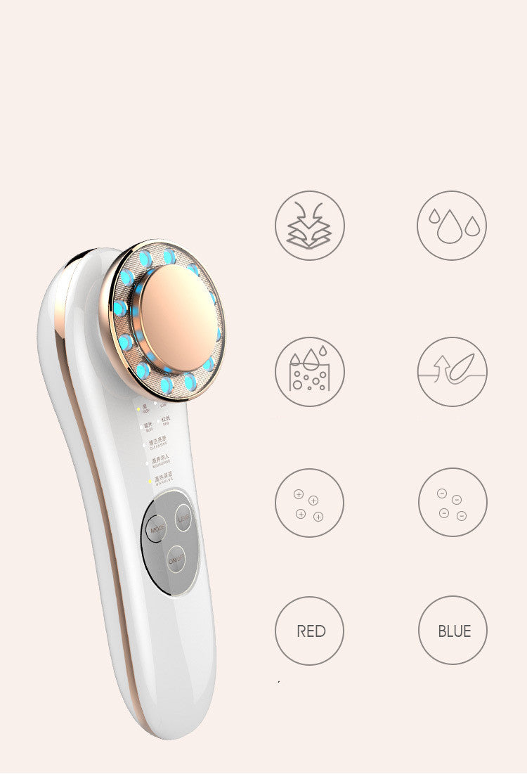 جهاز تدليك شد الوجه والبشرة 7 في 1 من LuxuryGlow مع تقنية LED وEMS