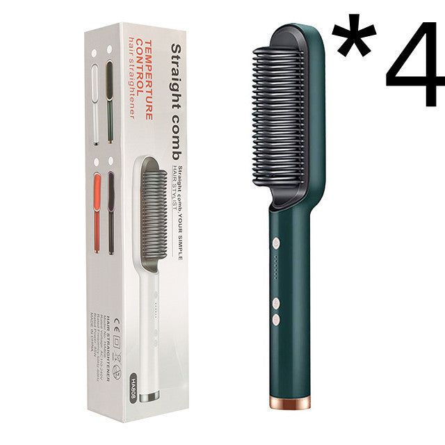 LuxuryGlow 2-in-1 Hair Straightener & Hot Comb – Negative Ion Curling Brush