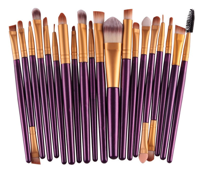 مجموعة فرش مكياج احترافية من LuxuryGlow، 5 في 1 - فرش بودرة، أحمر خدود، وظلال عيون