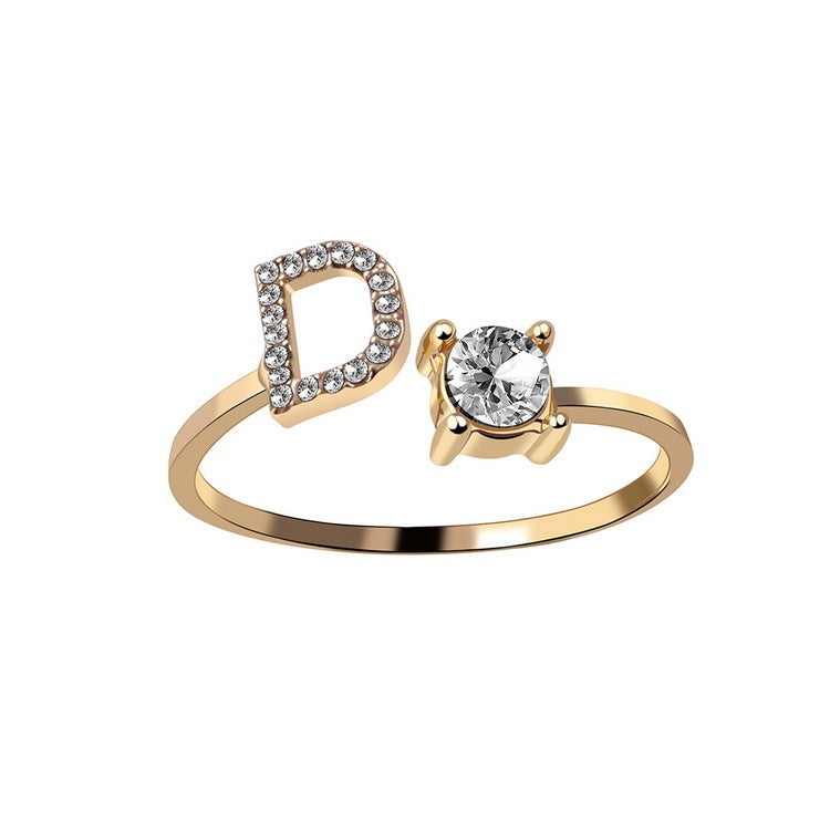 New Design Adjustable 26 Initial Letter Ring Fashion Jewelry For Women Simple Elegant Jewelry - LUXURY GLOW