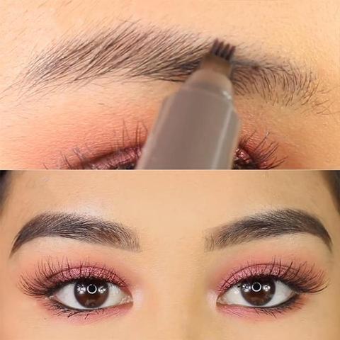 Lápiz de tatuaje para cejas LuxuryGlow resistente al agua de 4 puntas: tinte natural para cejas