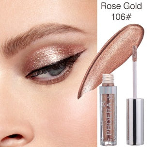 Sombra de ojos líquida con brillo y brillo PHOERA – Brillo metálico 3D, 12 colores