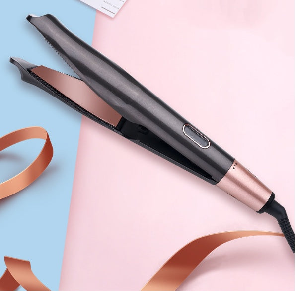 Plancha y rizador de pelo LuxuryGlow 2 en 1: rizador para uso en seco y húmedo con pantalla LCD