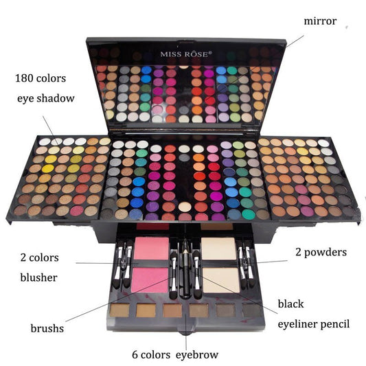 MISS ROSE 180-Color Piano-Shaped Eyeshadow & Blush Makeup Palette Box