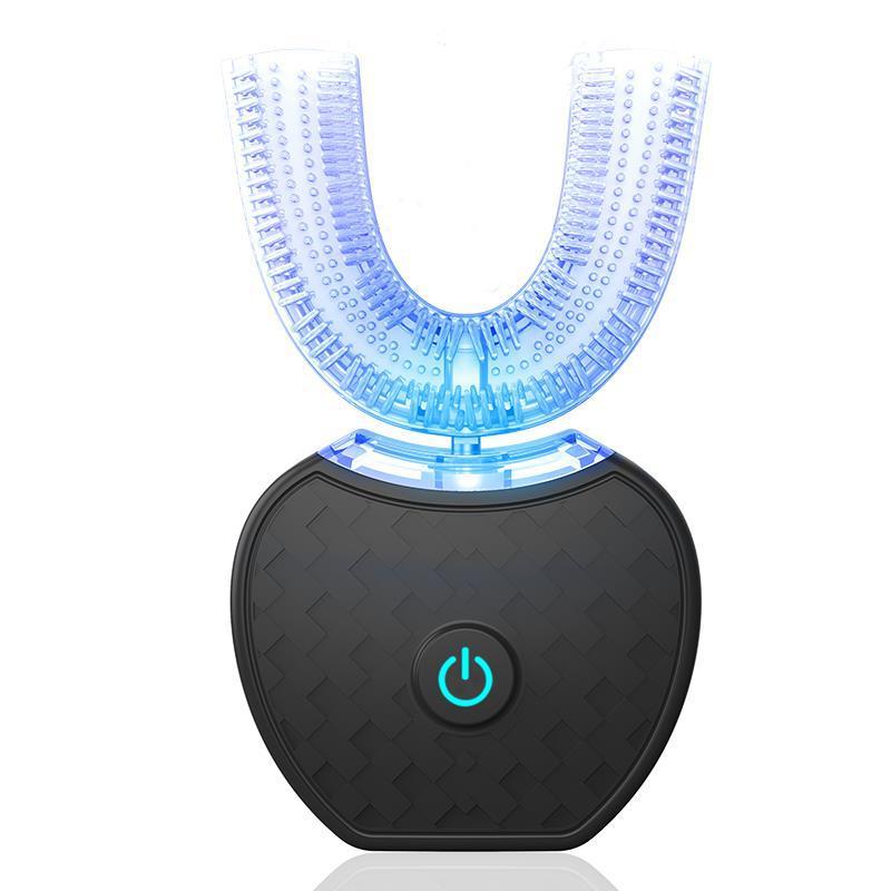 Cepillo de dientes eléctrico automático LuxuryGlow 360°: en forma de U, luz azul, resistente al agua y recargable por USB.