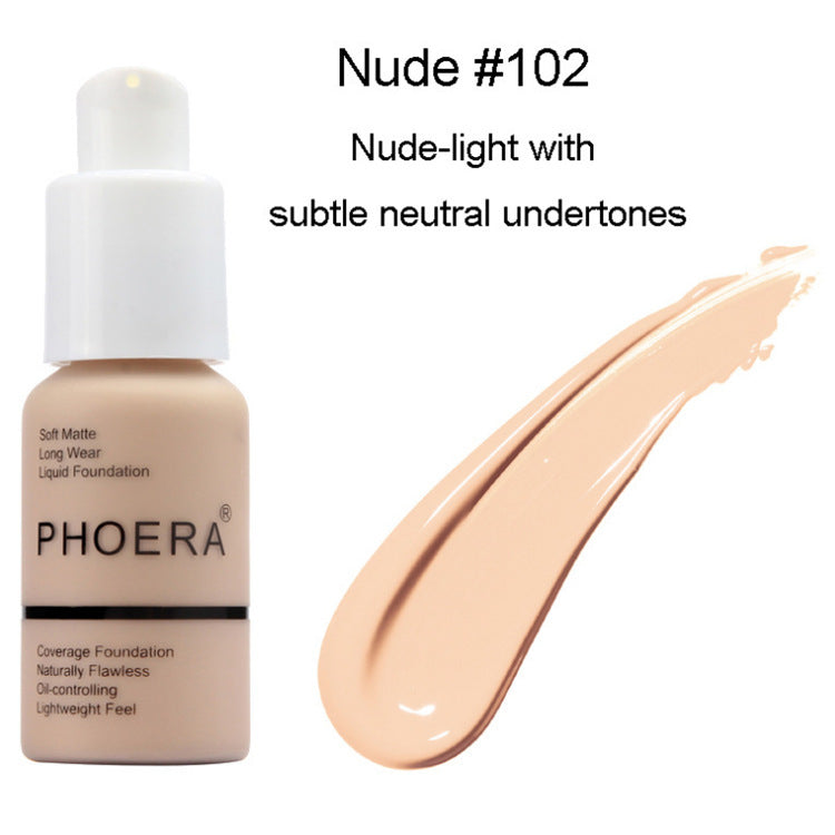 Base correctora mate con control de aceite PHOERA: acabado natural y cobertura duradera