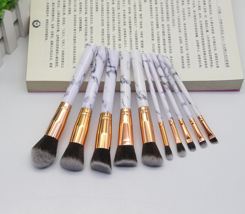 Juego de 15 brochas de maquillaje con diseño marmolado LuxuryGlow