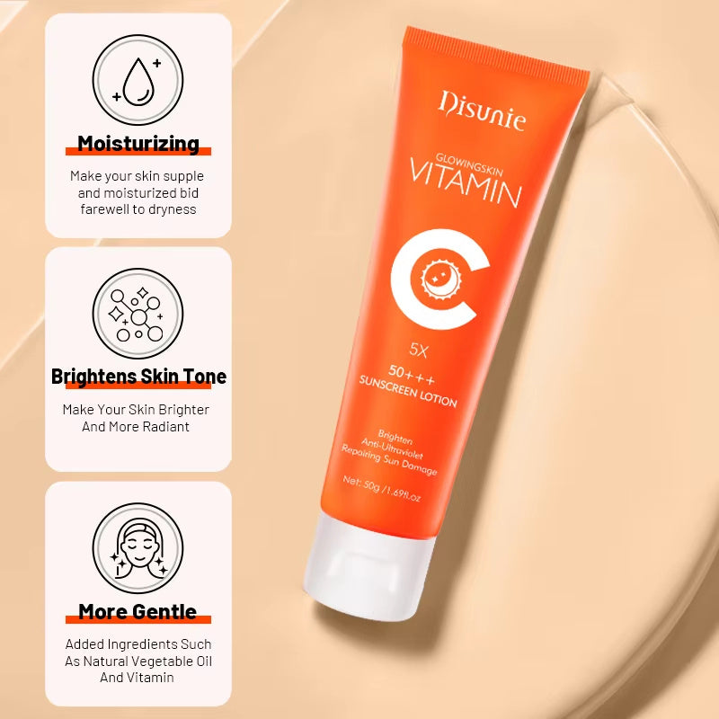 Protector solar Disunie FPS 50 con vitamina C: hidratante iluminador con colágeno para pieles oscuras
