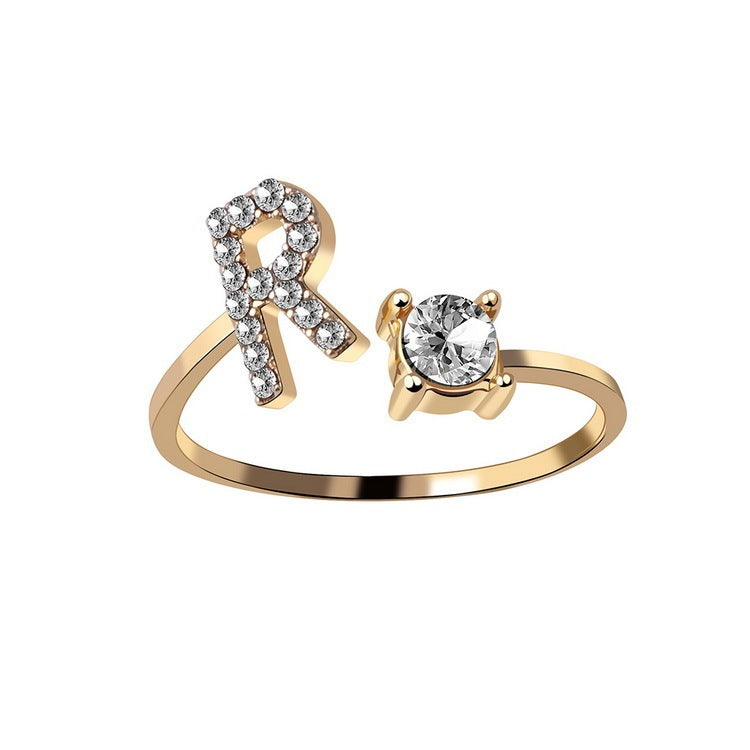 New Design Adjustable 26 Initial Letter Ring Fashion Jewelry For Women Simple Elegant Jewelry - LUXURY GLOW