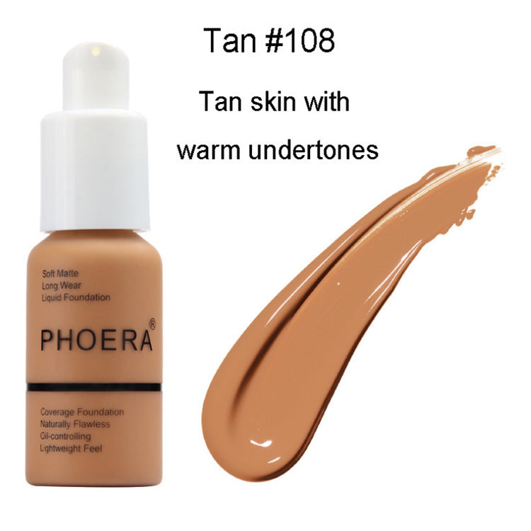 Base correctora mate con control de aceite PHOERA: acabado natural y cobertura duradera