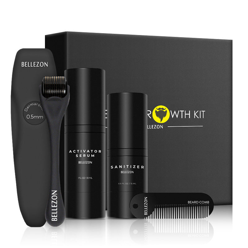 LuxuryGlow Beard Growth Kit for Men – Microneedle Roller & Serum Set for Thicker Beard
