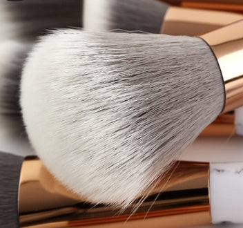 LuxuryGlow 11-Piece Marble Makeup Brush Set – Foundation, Eyeshadow, Contour & More