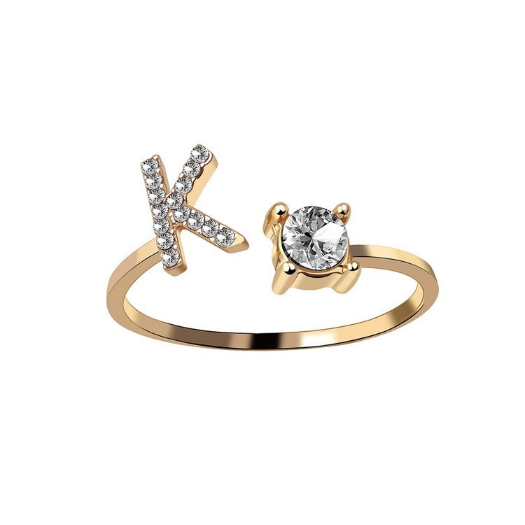 New Design Adjustable 26 Initial Letter Ring Fashion Jewelry For Women Simple Elegant Jewelry - LUXURY GLOW