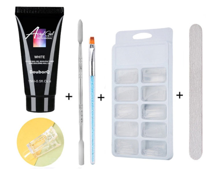 DouborQ DIY Nail Art Extension Kit – Gel Polish, Brushes & Nail Stickers Set