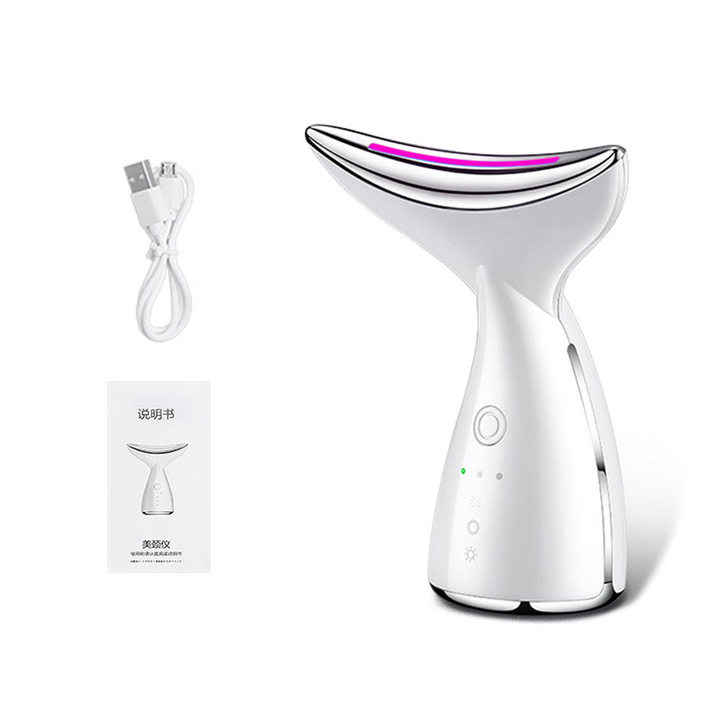 LuxuryGlow EMS Microcurrent Neck & Face Lifting Device with LED Therapy – Reduce Wrinkles, Tighten Skin