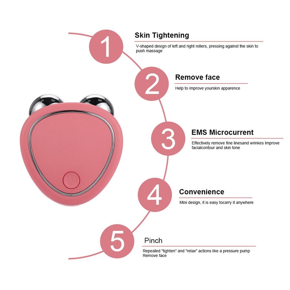 LuxuryGlow Portable Microcurrent Face Lifting Massager – Double Roller Anti-Puffiness Tool