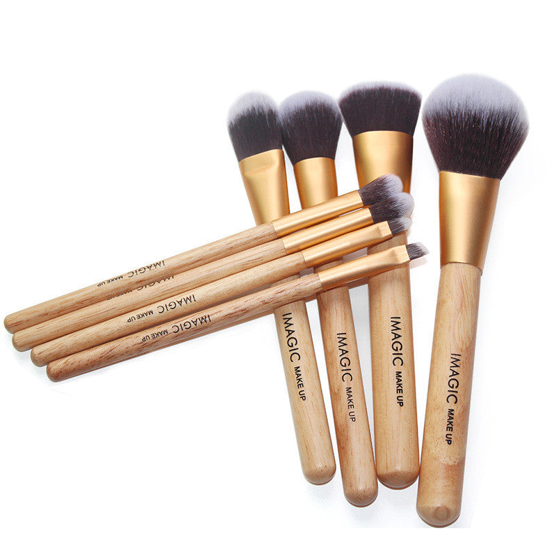 Set de 8 brochas de maquillaje premium IMAGIC: rubor, base y sombras de ojos