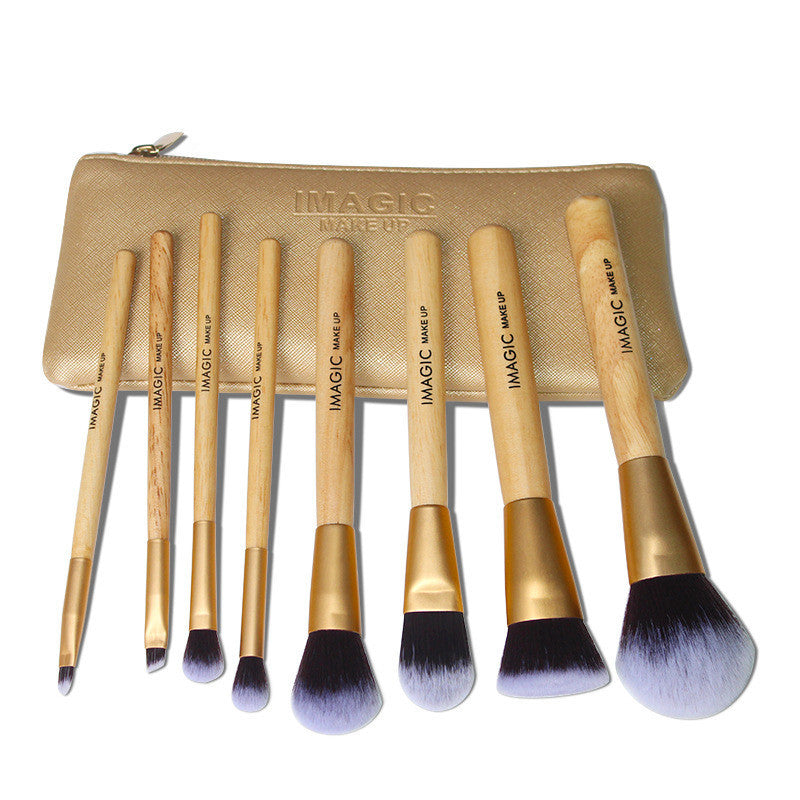 Set de 8 brochas de maquillaje premium IMAGIC: rubor, base y sombras de ojos