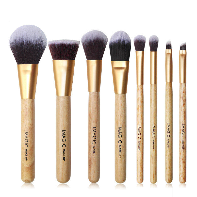 Set de 8 brochas de maquillaje premium IMAGIC: rubor, base y sombras de ojos