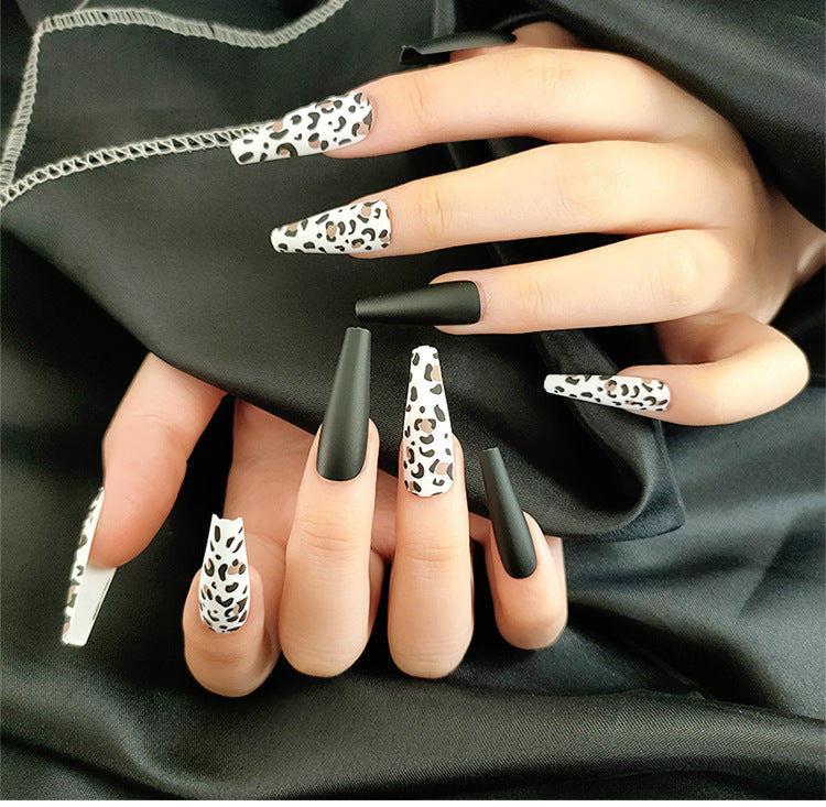 أظافر باليه طويلة من LuxuryGlow، 24 قطعة، قابلة للضغط - تصميم قطرة ماء لامع مسطح ومدبب