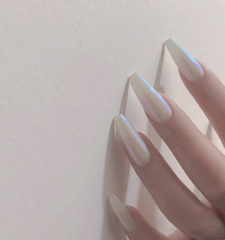24 uñas postizas largas LuxuryGlow para ballet: diseño de gotas de agua brillantes, planas y puntiagudas.