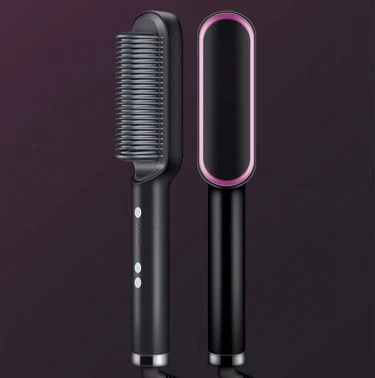 LuxuryGlow 2-in-1 Hair Straightener & Hot Comb – Negative Ion Curling Brush
