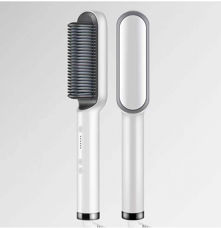 LuxuryGlow 2-in-1 Hair Straightener & Hot Comb – Negative Ion Curling Brush