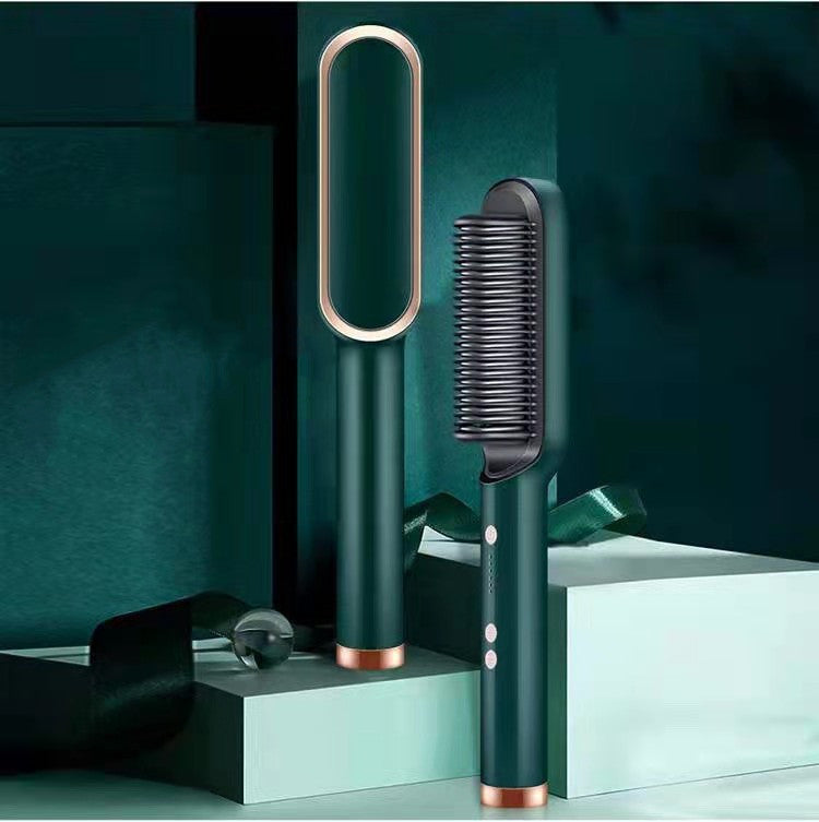 LuxuryGlow 2-in-1 Hair Straightener & Hot Comb – Negative Ion Curling Brush