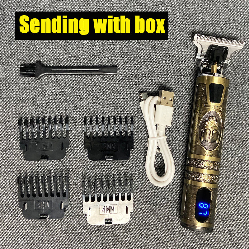 LuxuryGlow Retro T9 Electric Hair Clipper – LCD Display, USB Rechargeable Trimmer