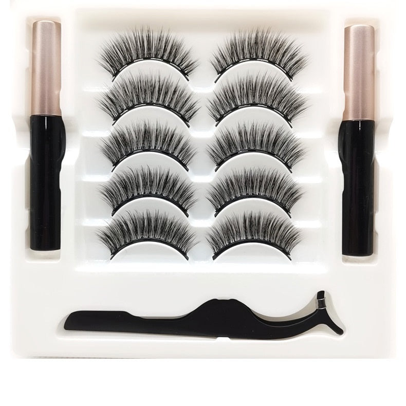 LuxuryGlow Magnetic Eyelashes with Eyeliner Set – Reusable Waterproof Lashes (5 Pairs)