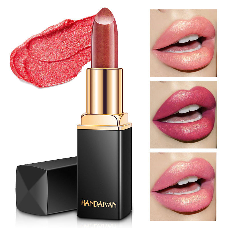 Lápiz labial metálico que cambia de color HANDAIYAN – Brillo perlado dorado