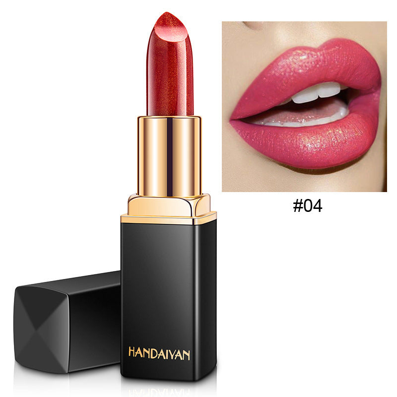 Lápiz labial metálico que cambia de color HANDAIYAN – Brillo perlado dorado