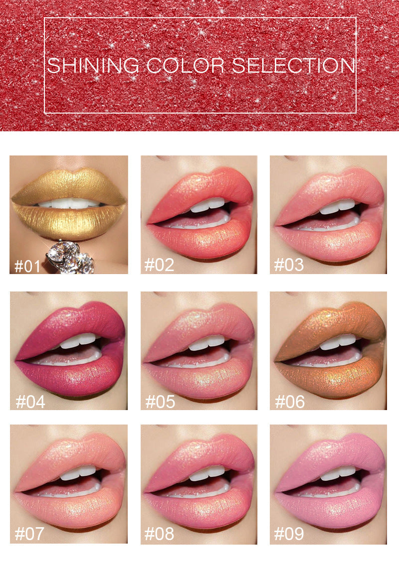 Lápiz labial metálico que cambia de color HANDAIYAN – Brillo perlado dorado