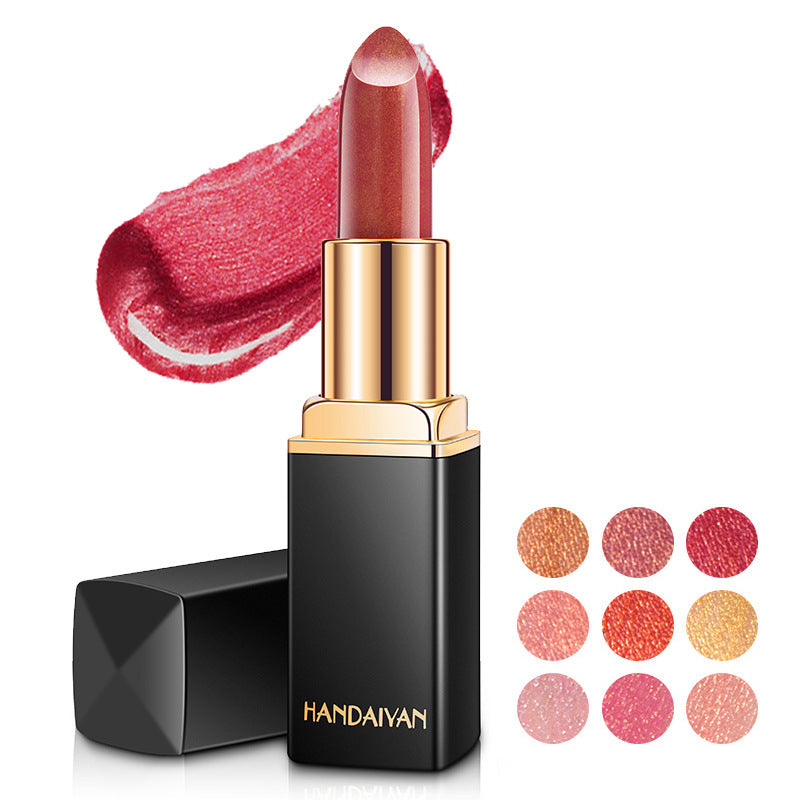 Lápiz labial metálico que cambia de color HANDAIYAN – Brillo perlado dorado