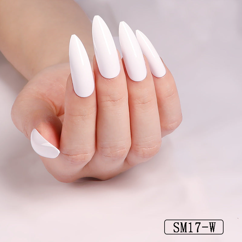 Uñas postizas largas almendradas LuxuryGlow: set de uñas postizas de color liso para un look de salón