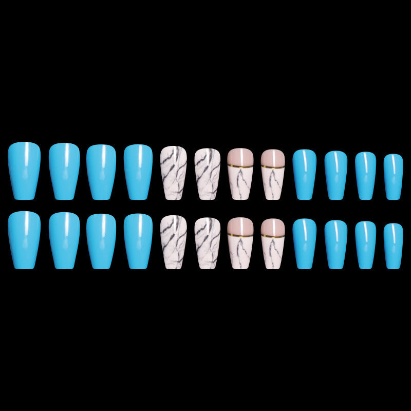 Uñas postizas SMNAIL Ballet Coffin Marble – Set de 24 uñas postizas a presión