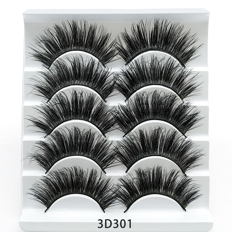 LuxuryGlow 3D Mink False Eyelashes – 5 Pairs Soft Cotton Band Lashes Set