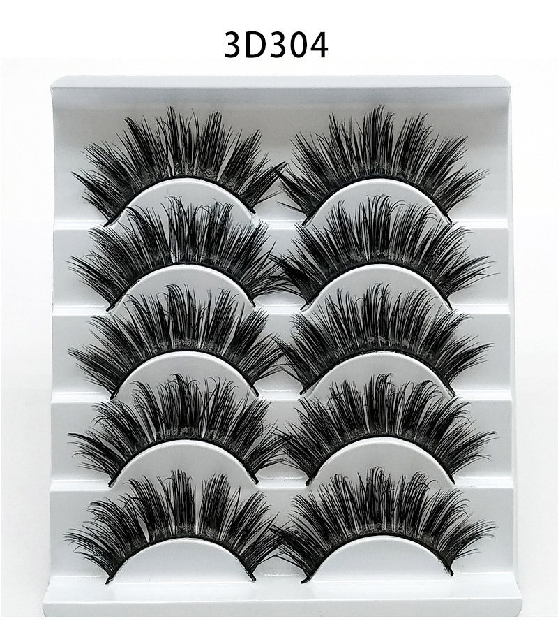LuxuryGlow 3D Mink False Eyelashes – 5 Pairs Soft Cotton Band Lashes Set