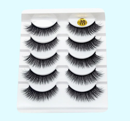 LuxuryGlow 3D Mink False Eyelashes – 5 Pairs Soft Cotton Band Lashes Set