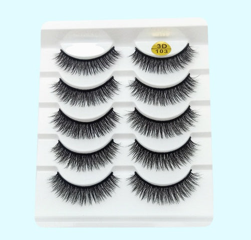 LuxuryGlow 3D Mink False Eyelashes – 5 Pairs Soft Cotton Band Lashes Set